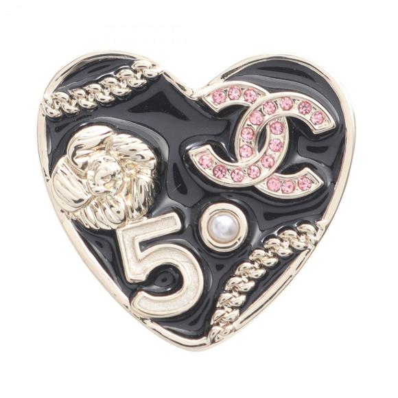 CHANEL Black Pearl Logo Brooch - Picture 1 of 3